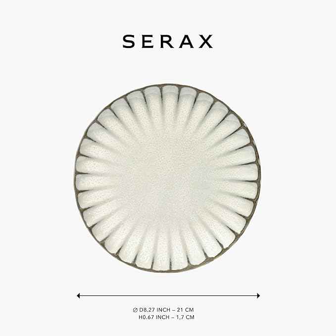 Serax Breakfast Plate | Inku Tableware van Sergio Herman | 4 Dessert Plates | Stoneware Dinnerware Set in white | luxury Dishware for Dinner at Home, Party, Cake, Christmas | Kitchen Sets