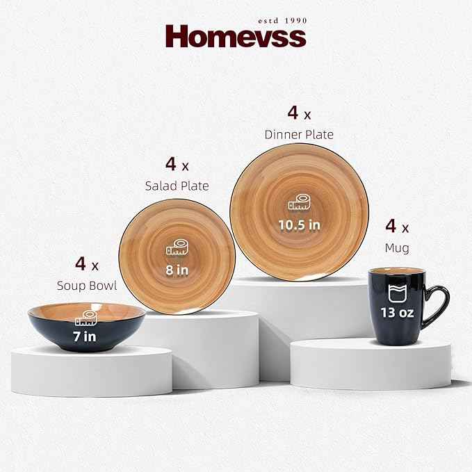 Stoneware Sonoma 16pc Dinnerware Set, Black + Speckled Spin Wash Mocha