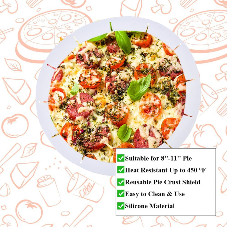 Adjustable Pie Crust Shields, Silicone Baking Protectors, Cover Ring Tools Fits 8-11.4 Inch Pies, Baking Pie Pizza Crust Shield Protector Cover for Edges (Transparent)