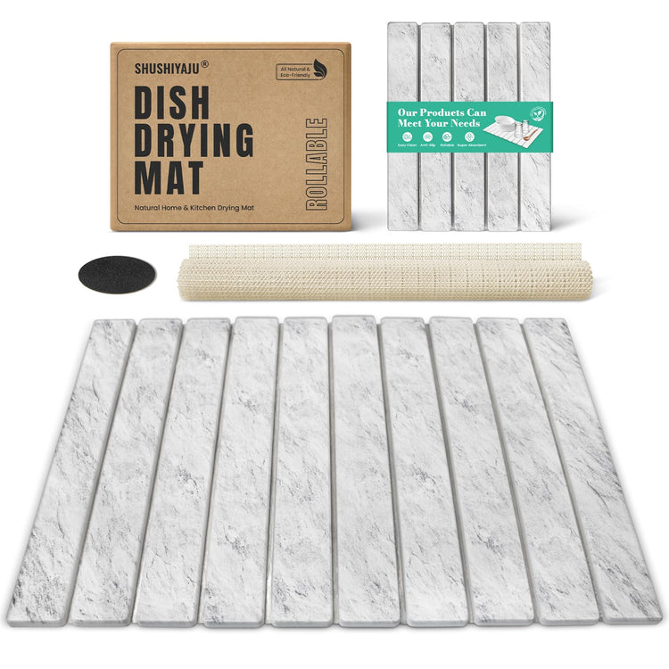 Stone Dish Drying Mat Collapsible Diatomaceous Earth Absorbent Mat Quick Dish Drying Pad Dish Rack Pad Match Any Counterto Multiple Usage for Kitchen