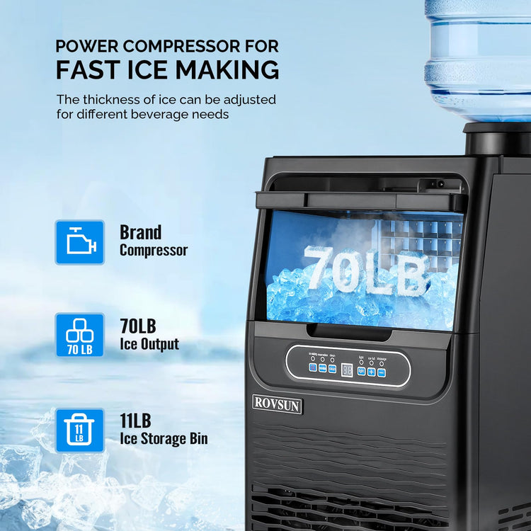 70LBS 24H Countertop Ice Maker with 2 Water Inlets & Appointment Function