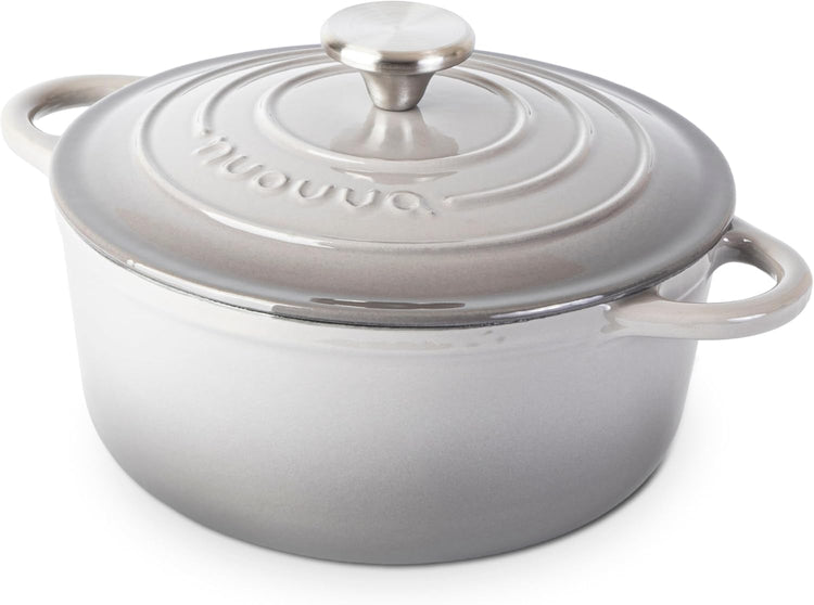 Cast Iron Dutch Oven with Lid – Non-Stick Ovenproof Enamelled Casserole Pot – Sturdy Dutch Oven Cookware – Grey, 3.1-Quart, 22cm – by Nuovva - Nestoria