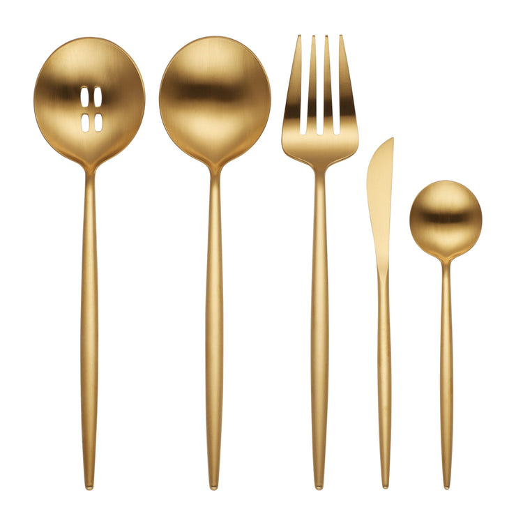 894758 Skandia Zephyr Satin Gold 45 Piece Flatware Set (45 Count)