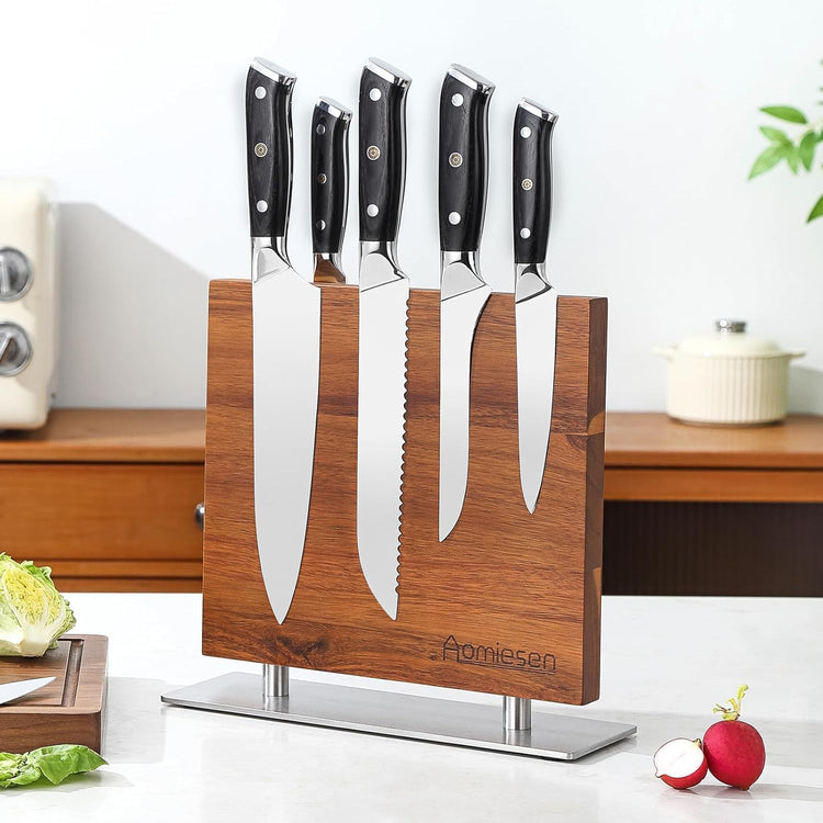 Strong Magnetic Knife Block - Magnetic Knife Holder for Kitchen Organization, Knife Block with Powerful Magnet (Square steel bottom knife block)