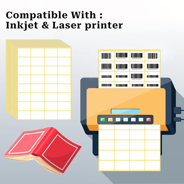 480 Pcs White Blank Labels Self Adhesive Library Book Spine Labels 1" x 1.5" Mailing Address Label Stickers Small Barcode Labels for Laser (480 Count)