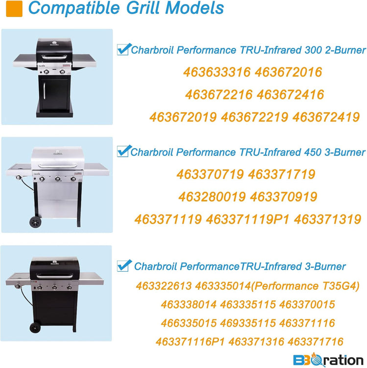 17" Grill Grate for Charbroil Performance TRU-Infrared 450 3-Burner 463370719 463371719 463371116 463371316 463371716 463336016, G460-8200-W1 Stainless Steel Emitter for Charbroil Grill Parts