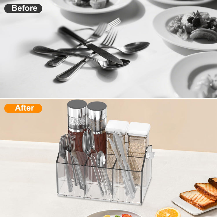 Acrylic Utensil Caddy.Silverware Organizer For Picnic Party