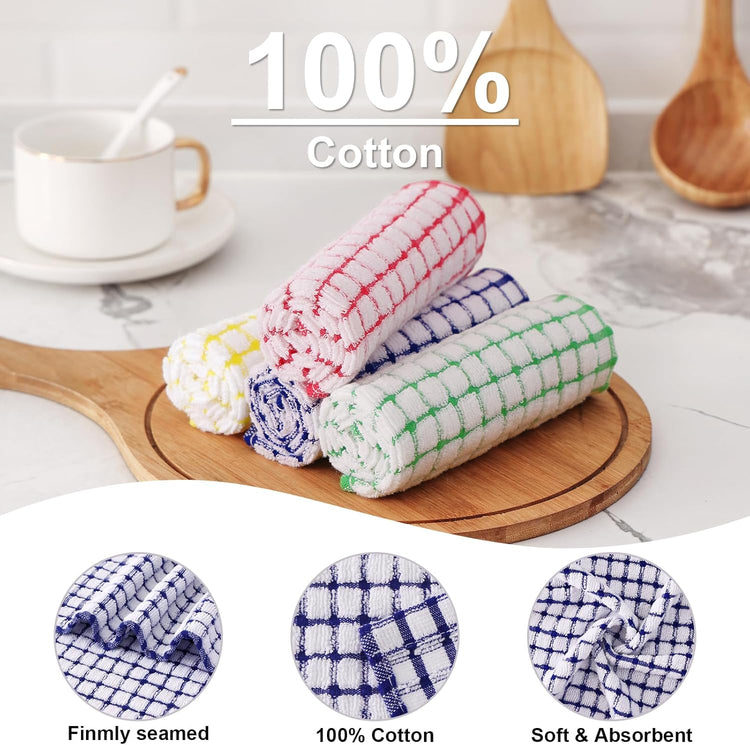 Kitinjoy Cotton 12 Pack Terry Kitchen Towels, 16 x 25 Inches Super Soft and Absorbent Dish Towels, Quick Drying Hand Towels for Kitchen Drying, Multiple Colour - Nestoria