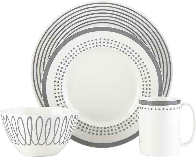 Kate Spade New York Charlotte Street East Slate 4-Piece Place Setting, 4 Count, Taupe/Grey