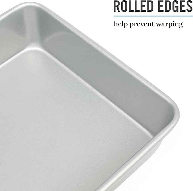 Martha Stewart Gallen 13 x 9 Inch Rectangular Nonstick Carbon Steel Cake and Baking Pan - Durable Silver Bakeware for Cakes, Brownies, and Roasting