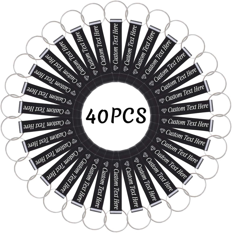 40PCS Personalized Bottle Opener Keychain Bulk Custom Beer Bottle Opener with Logo Text Engraved Wedding Bottle Opener Favors Customized Gifts for Guests Baby Shower Birthday Party-Black