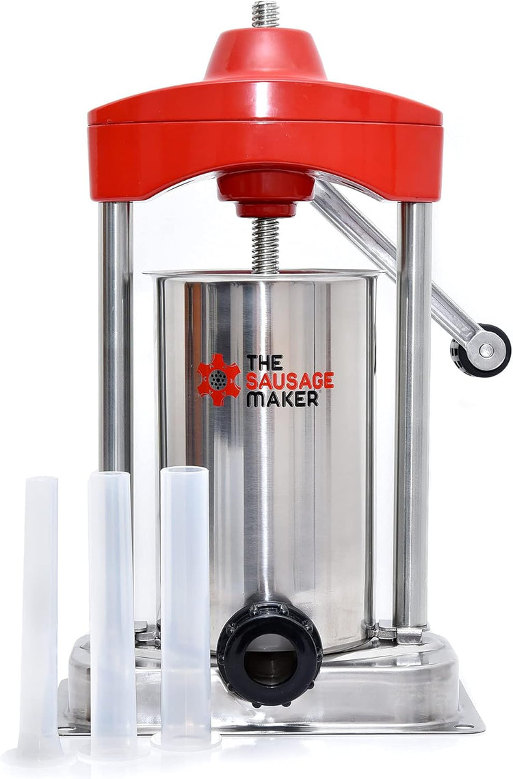 The Sausage Maker - 5 lb. Heavy Duty Vertical Sausage Stuffer - Includes Stuffing Tubes - Metal Gears