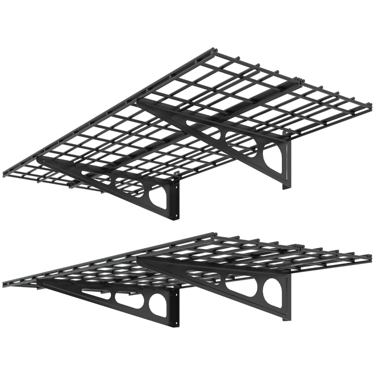 2 Pack 2x4ft Garage Shelving Wall Mounted Storage Rack (2 Count)
