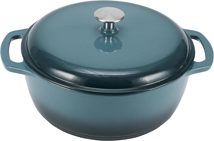 Amazon Basics Cast Iron Dutch Oven Pot with Lid, Enameled, Round, Dual Handles, Heavy-Duty, Large, 7.3-Quart, Gray - Nestoria