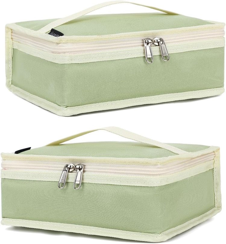 FlowFly Small Insulated Lunch box Portable Soft Bag Mini Cooler Thermal Meal Tote Kit with Handle for Work & School, Light Matcha