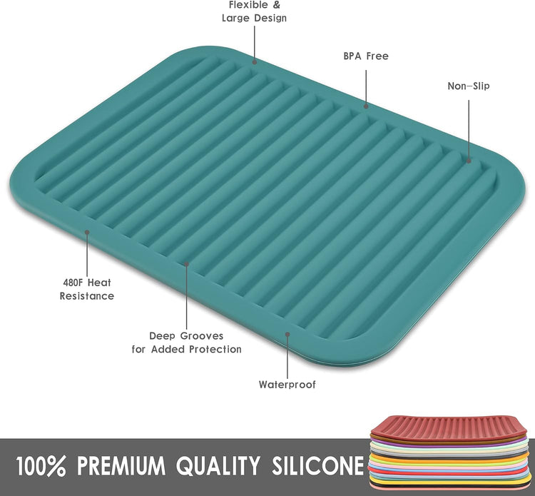 Smithcraft Silicone Trivet Set, 2 Pack, Food-grade, Heat Resistant, Multi-functional, Size: 9x12 Inch, Thickness: 0.27 Inch, Color: Red, Shape: Rectangular