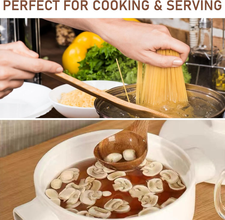 FJNATINH 3-Piece Teak Wooden Wok Spatula Set, Wooden Kitchen Utensil Set, 100% Natural Teak Wood Cooking Utensils