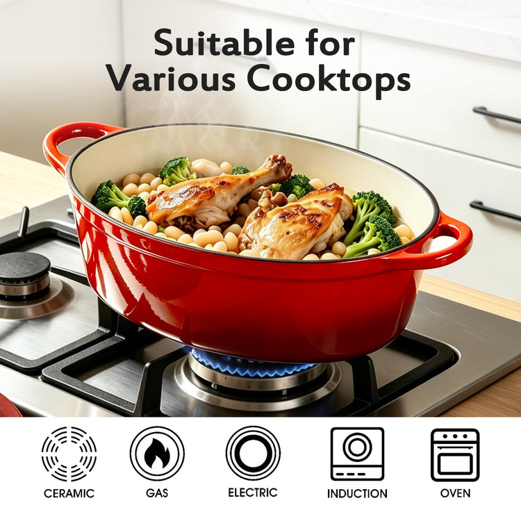 Enameled Oval Dutch Oven Pot with Lid