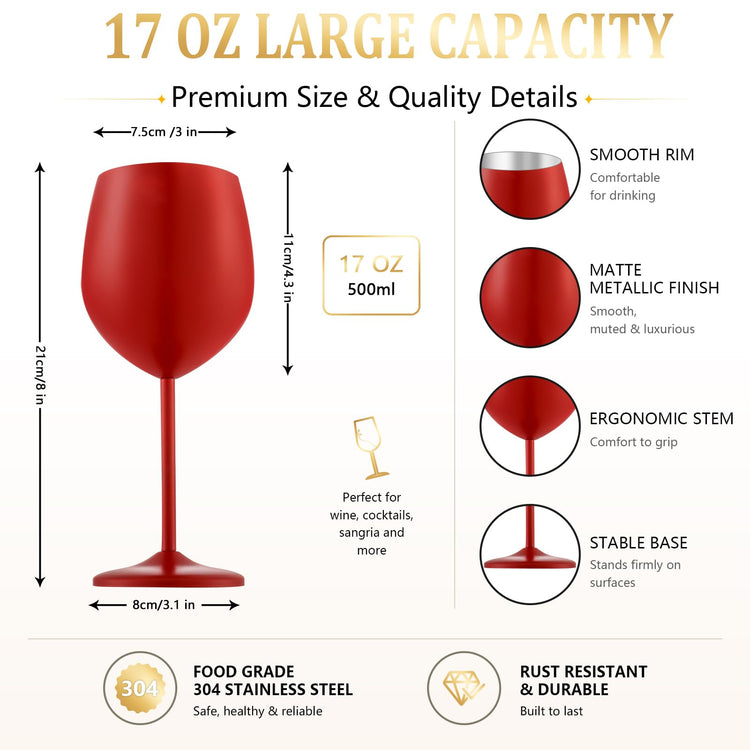 Unbreakable Stainless Steel Wine Glasses Set of 2 (2 Count)