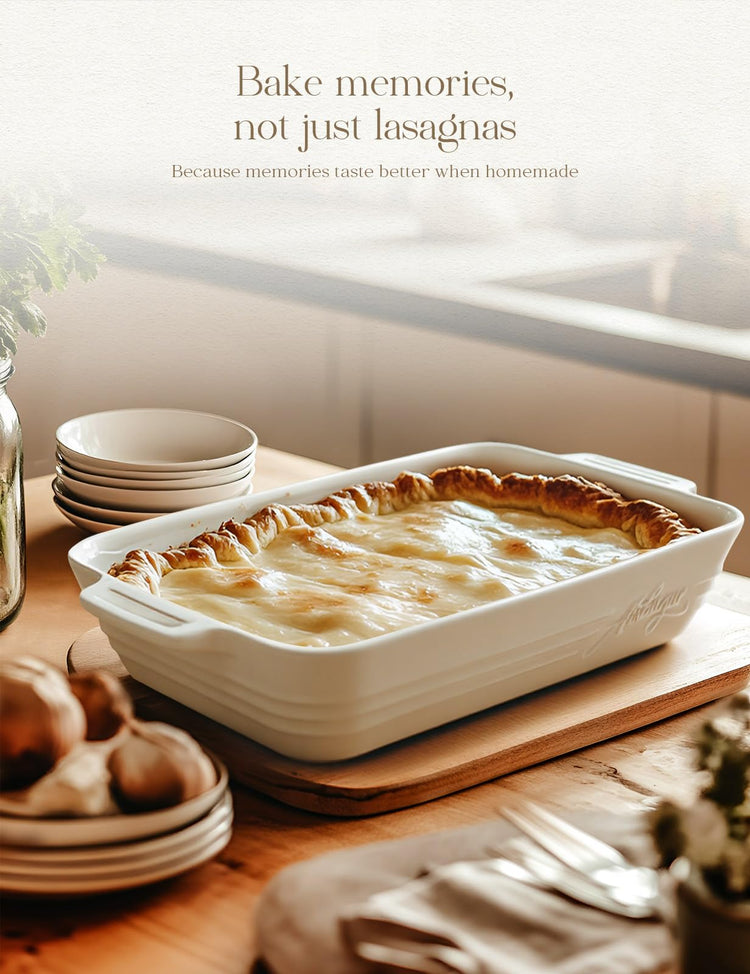 9x13 Casserole Dishes for Oven 135oz Ceramic Baking Dish with Handles White