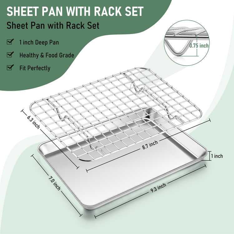 Toaster Oven Pan with Rack Set (4 Count)