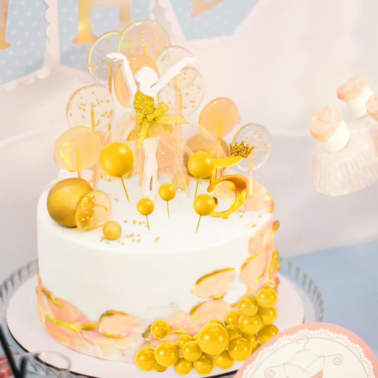 48 Pcs Yellow Cake Topper Decorations (48 Count)