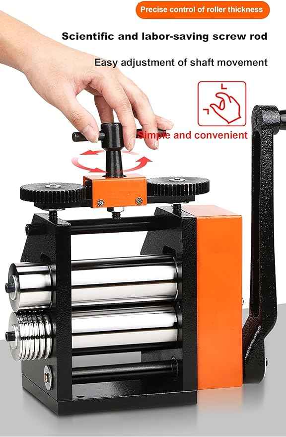 Manual Jewelry Rolling Mill - Hand Crank Metal Press Machine for Wire Shaping, Stretching, and Embossing Patterns - Essential Crafting Tool for Jewelers and Artisans