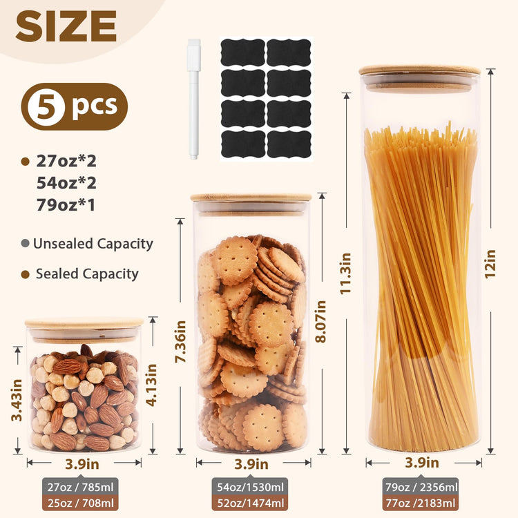Glass Food Storage Jars (5 Count)