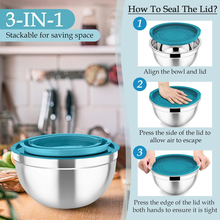 Mixing Bowls Stainless Steel Nesting Salad Bowls Set (6 Count)