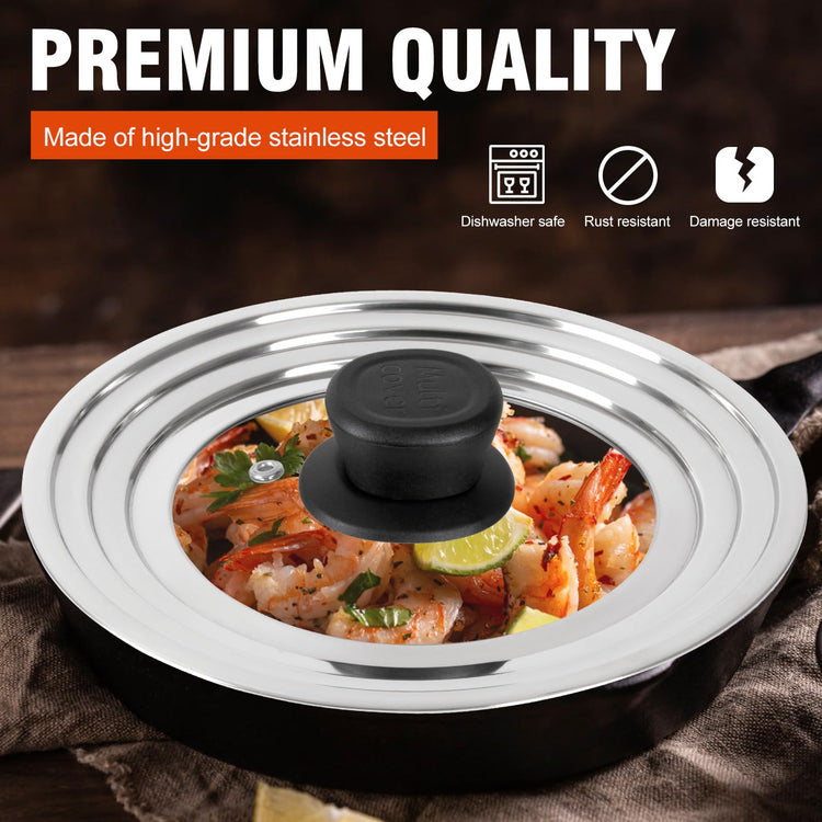 Universal Lids with Tempered Glass Top Fits 6