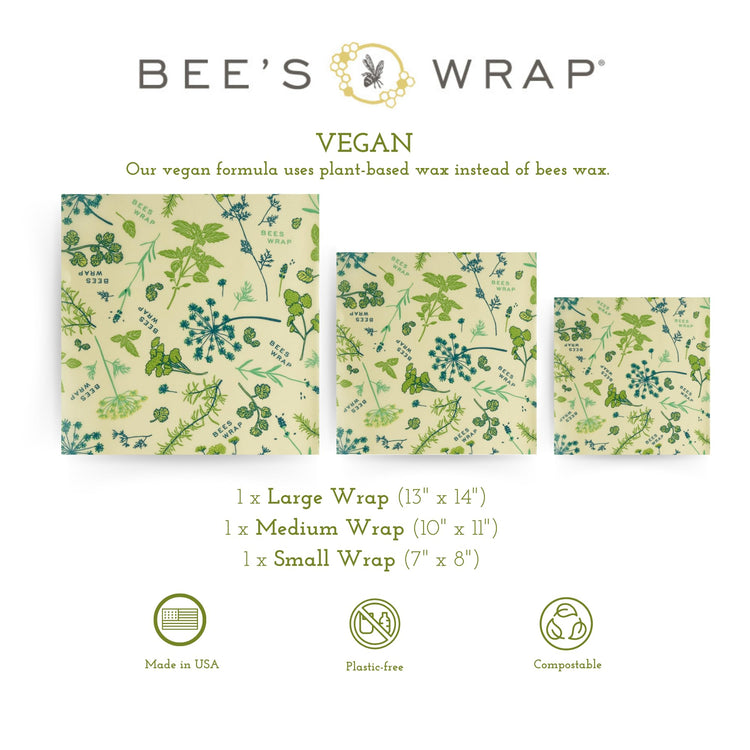 Vegan Beeswax Wraps for Food (3 Count)