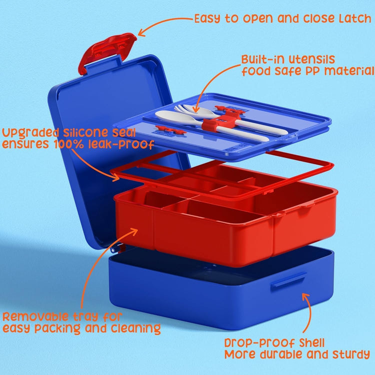 Kids Bento Snack Lunch Box with Thermo Insulated Toddler Lunch Bag