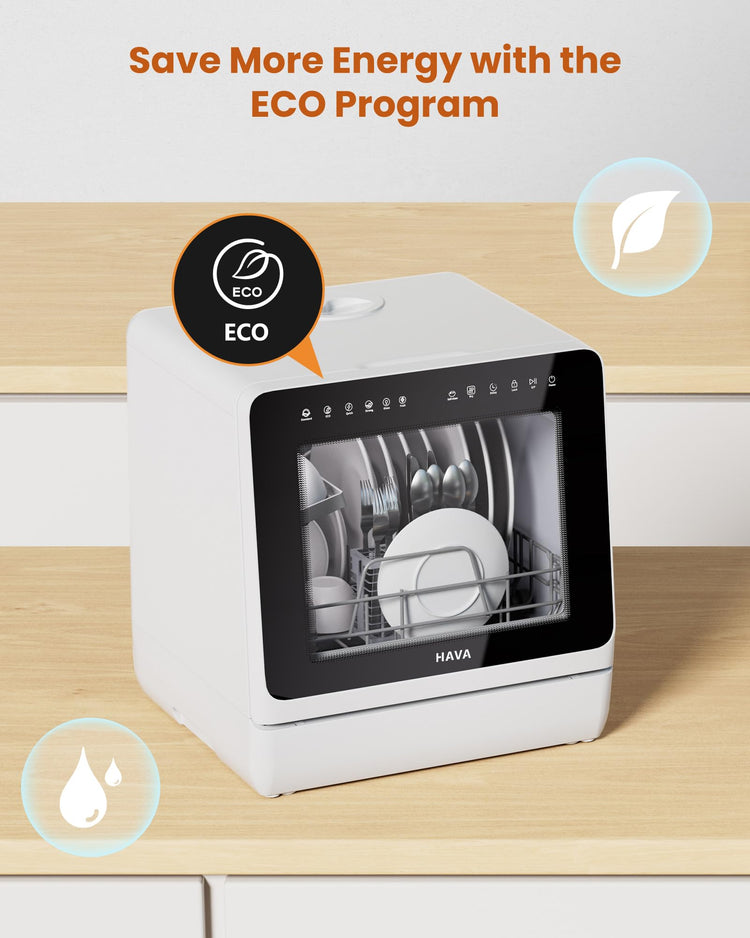 Countertop Dishwasher with Water Softener & Enhanced Energy Efficiency