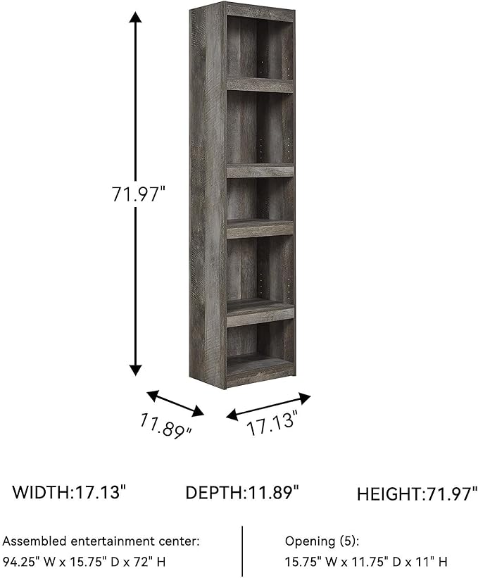 Signature Design by Ashley Wynnlow Rustic Pier-Style 72" Bookcase, Grayish Brown
