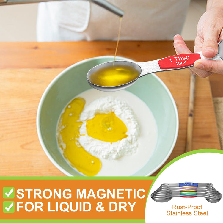 Stainless Steel Magnetic Measuring Spoons with Strong Magnets