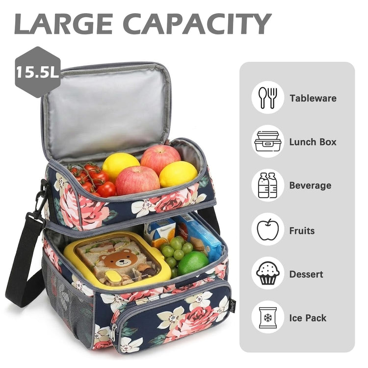 Double Layer Cooler Insulated Lunch Bag Adult Lunch Box Large Tote Bag for Men