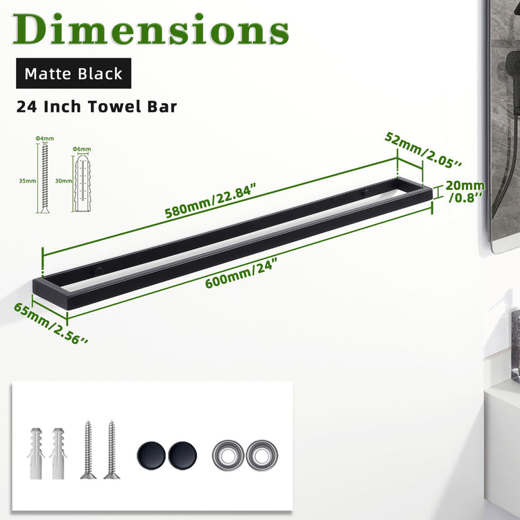 24 Inch Hand Towel Holder Towel Bar for Bathroom Wall Mounted