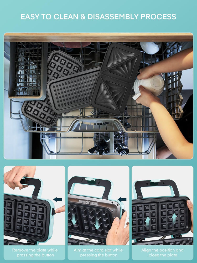 Waffle Maker 3 in 1 Sandwich Maker 1200W Panini Press
