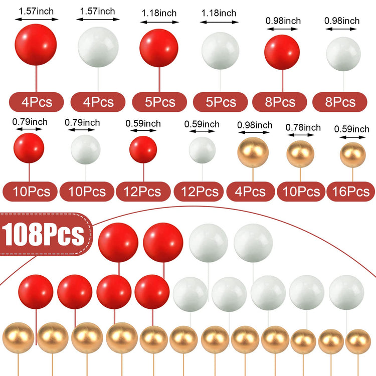 108 Pcs Balls Cake Topper