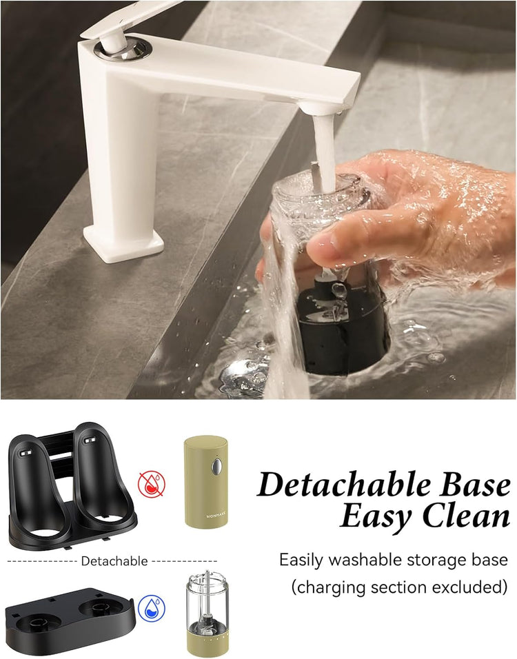 Electric Salt and Pepper Grinder Set - Automatic Refillable Salt and Pepper Grinders with Charging Base & LED Light, 6-Level Adjustable Coarseness with External Dial, Ideal Kitchen Gadget๏ผGreen