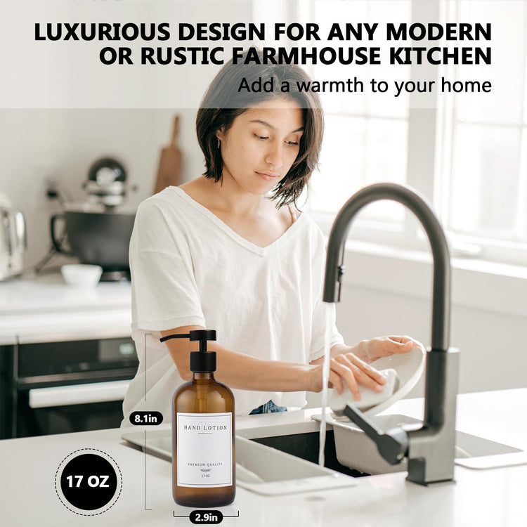Amber Glass Soap Dispenser (2 Count)