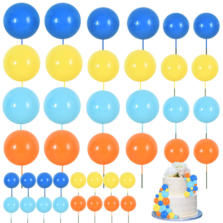 40 Pcs Foam Ball Cake Toppers with Sticks Mini Cake Decorations for Birthdays (40 Count)