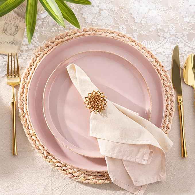 AmorArc Ceramic Dinnerware Sets for 4, 12 Pieces Handpainted Plates and Bowls Set with Rustic Terracotta Underside, Scratch Resistant Stoneware Dishes Set, Dishwasher & Microwave Safe