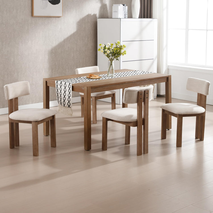 Dining Chairs Set of 2 Linen Fabric Diner Chairs Farmhouse Wood Chairs for Kitchen and Dining Room (2 Count)