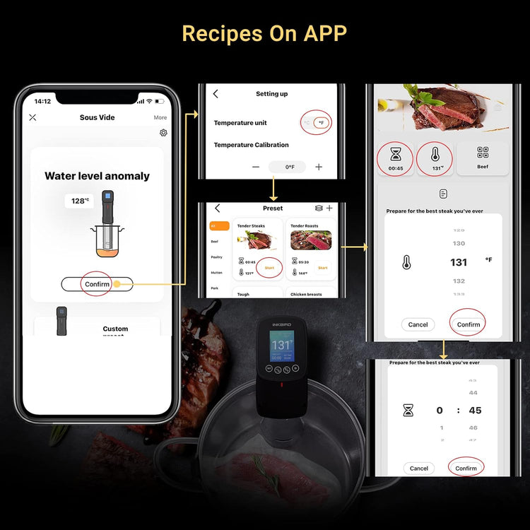 Inkbird WIFI Sous Vide Cooker & 44PCS Electric Vacuum Sealer Sous Vide Kits Recipes on APP and 1000W Sous Vide Machine| Sous Vide Starter Kits with 30PCS Sous Vide Bags Electric Pump Clips