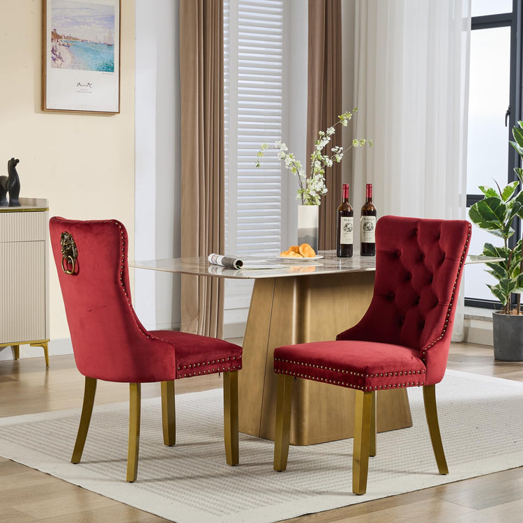 Burgundy Velvet Dining Chairs Set of 2 (2 Count)