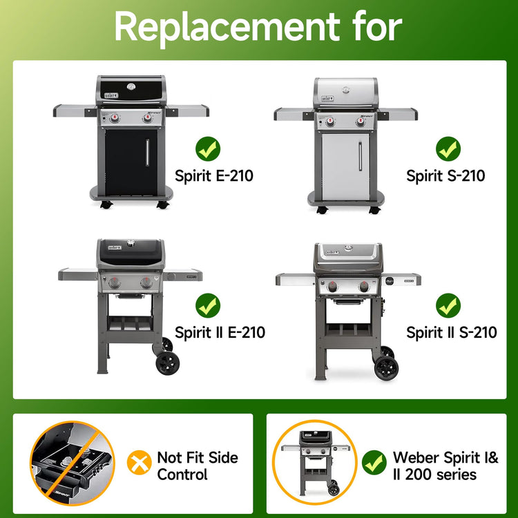 7637 Stainless Steel Cooking Grates for Weber Spirit I & II 200 Series Spirit E210 Spirit E220 Spirit S210