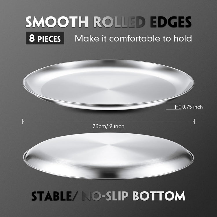 8 Pieces Silver Pizza Pans 9 Inch Bakeware (8 Count)