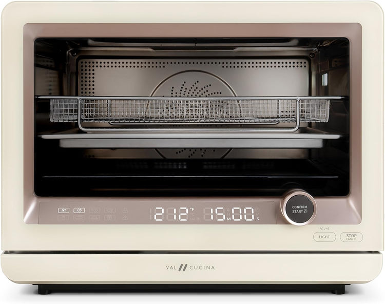 7-in-1 Steam Convection Oven Countertop with Air Fry, Bake, Sous Vide, Ferment, Built-in Recipes | Anti-Scalding, Self Clean, Food-grade Stainless Steel Cavity & Accessories | 1500W