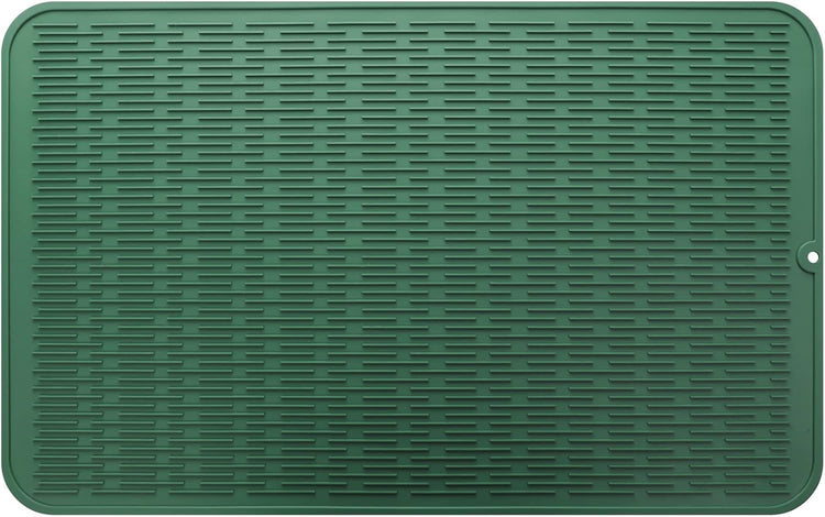 Silicone Dish Drying Mat for Multiple Usage,Easy clean,Eco-friendly,Heat-resistant Silicone Mat for Kitchen Counter or Sink,Refrigerator or Drawer Liner Green 3XL 28 inches x 18 inches